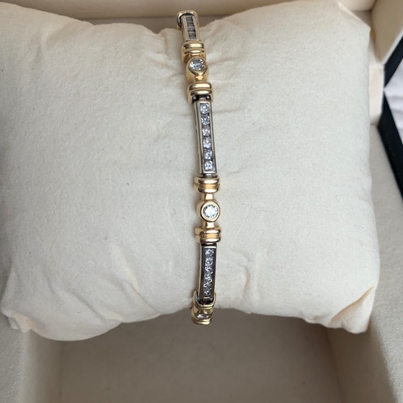 CUSTOM - 2 CT- 14K (solid) Yellow & White Gold Genuine Diamond Tennis Bracelet - Picture 11 of 14